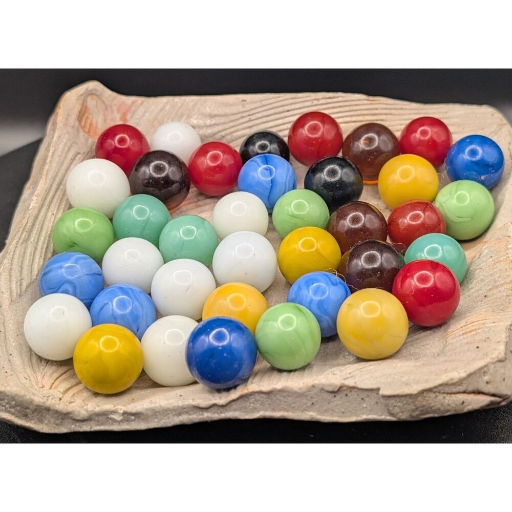 Vintage Mixed Glass Marbles Lot – UV Reactive Colors – See Photos